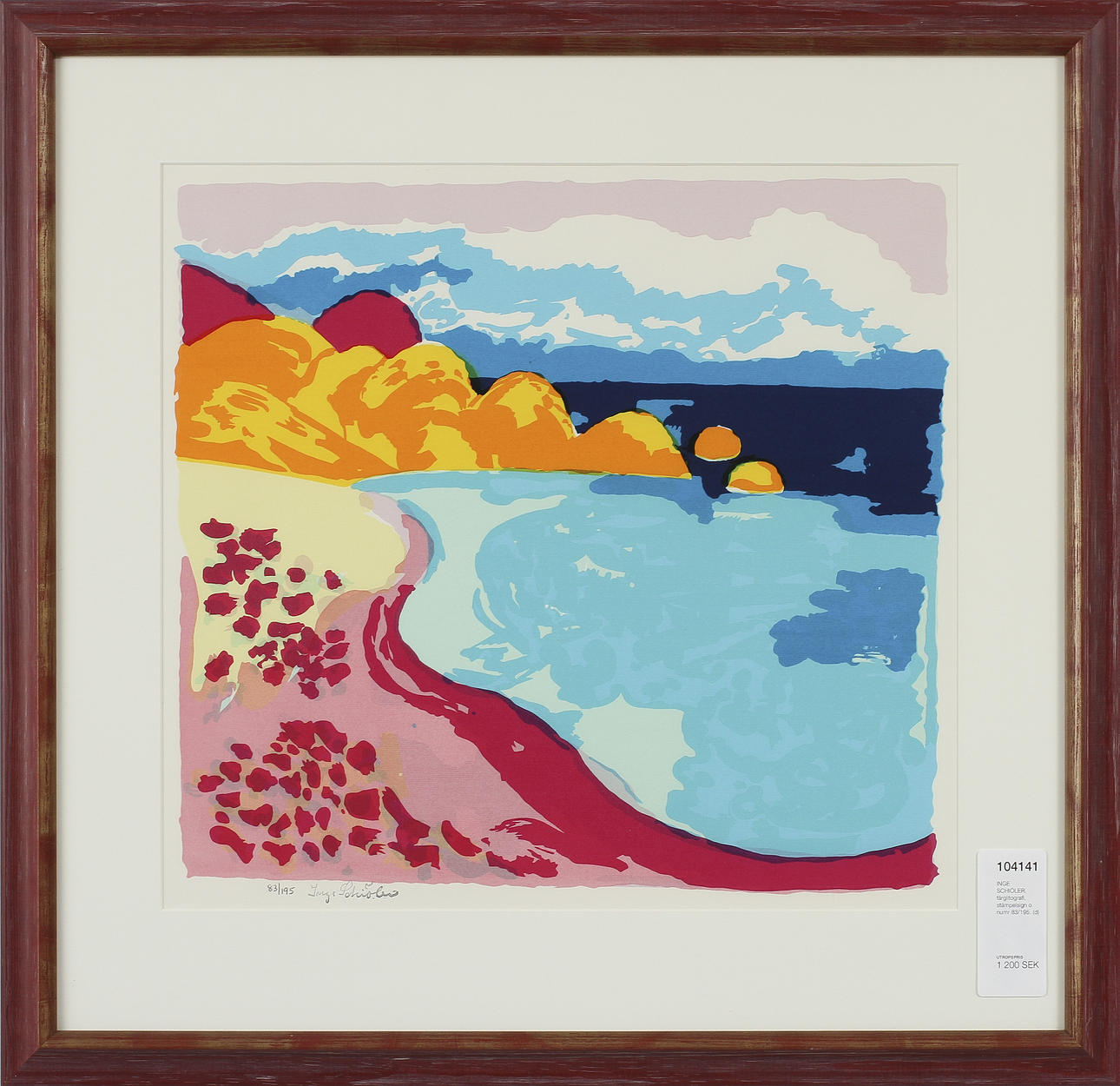 INGE SCHIÖLER. färglitografi, stämpelsign o numr 83/195.