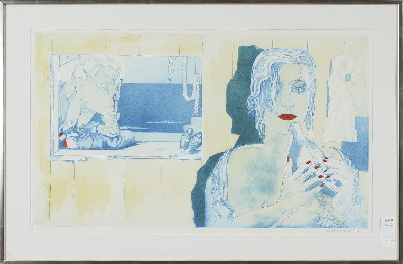 AXEL OLSON. färglitografi, sign. Provtryck.