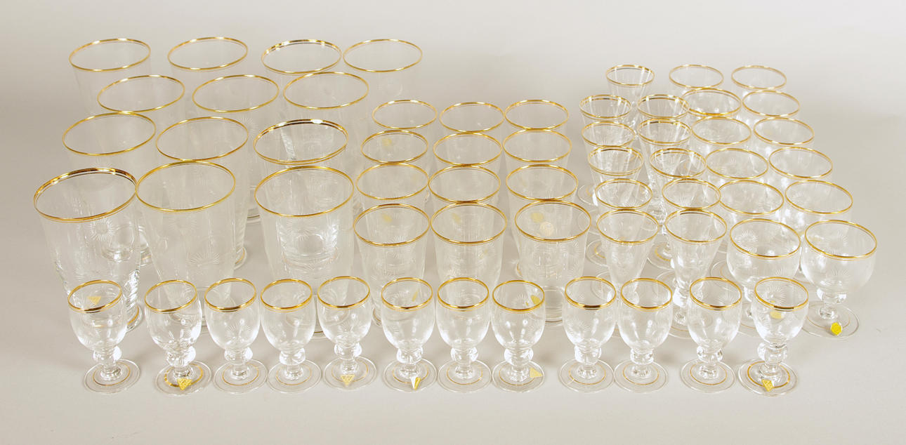 GLASSERVIS med förgylld kant, NGS kristall Kosta.