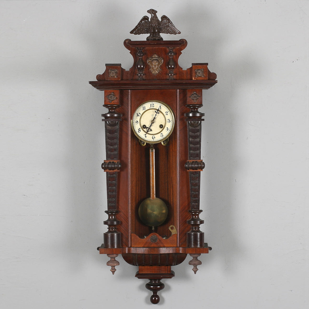 WALL CLOCK, painted wood, New Renaissance, Junghans, 18/1900s.