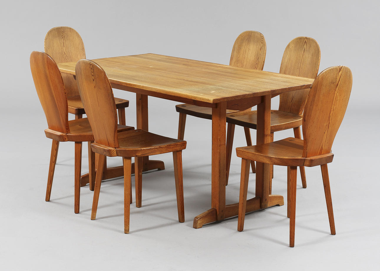 MATGRUPP, 7 delar, "Skedblad", Carl Malmsten, brännmärkta.