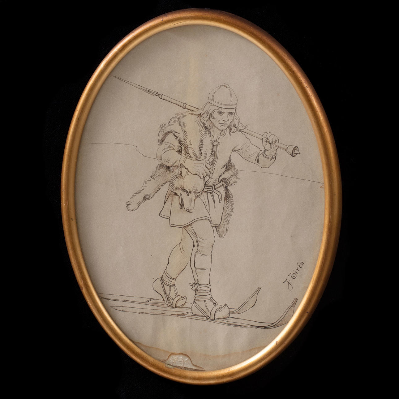 JOHAN TIRÉN. Tuschteckning, signerad.