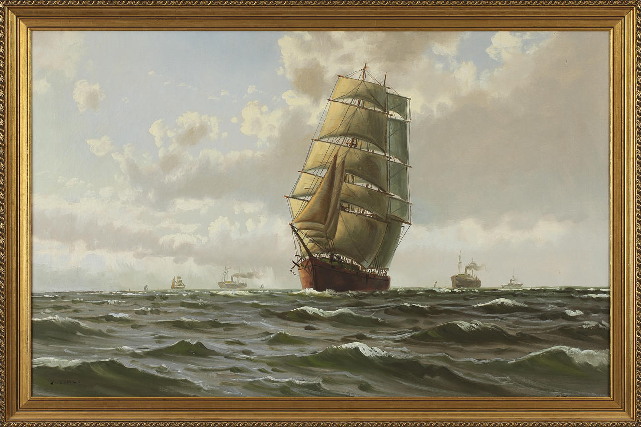 OKÄND KONSTNÄR. Olja på duk, signerad Palmer.