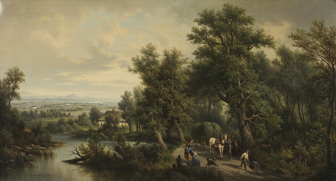 JOSEF BURGARITZKY. Olja på duk, signerad Js Burgaritzki, 1800-tal.