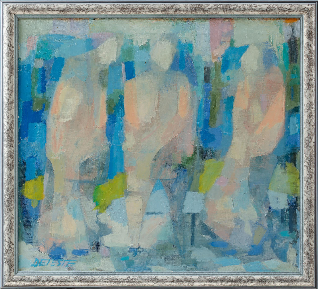 STIG DETESTE. Figures, oil on canvas, signed.