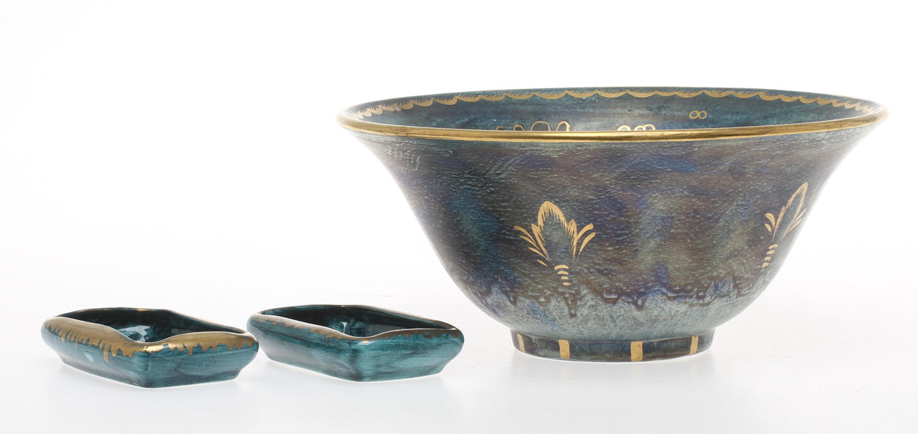 SKÅL, ASKFAT, 2 st, porslin, Josef Ekberg, Gustavsberg.