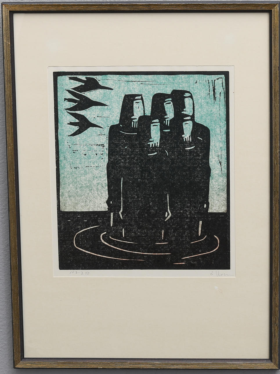 ÅKE HOLM. colored woodcuts, 9 pcs., signed. Art - Engravings
