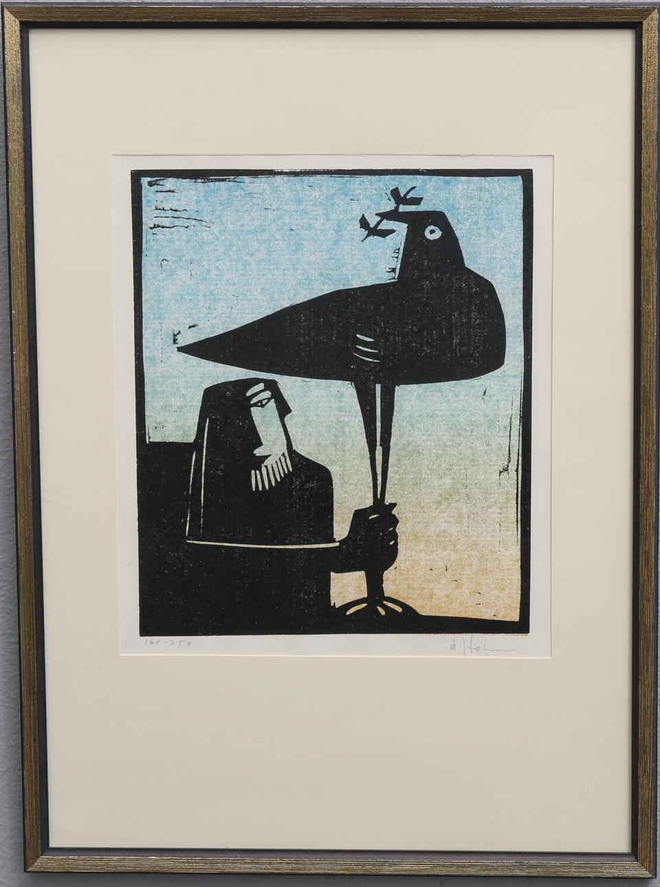 ÅKE HOLM. colored woodcuts, 9 pcs., signed. Art - Engravings