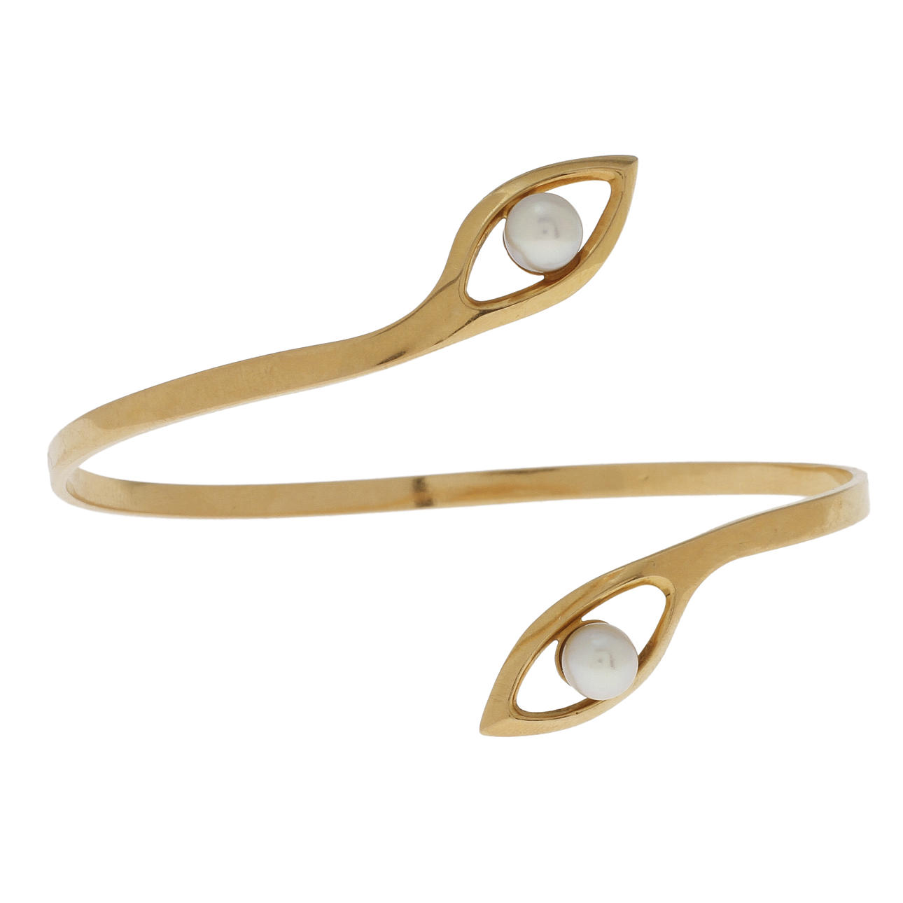 ARMSMYCKE, 18k guld med 2 pärlor, ca 16,4 gram.