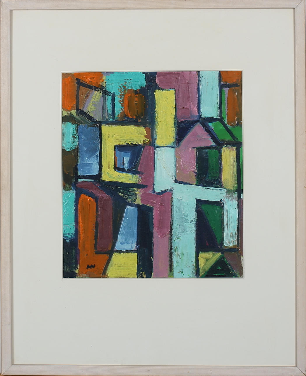 OIDENTIFIERAD KONSTNÄR. Komposition. Olja på papp. Signerad NN.