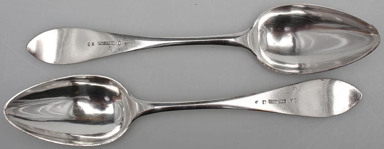 MATSKEDAR, 2 st, silver, Lars Anders Rönnow, Hälsningborg, 1829.