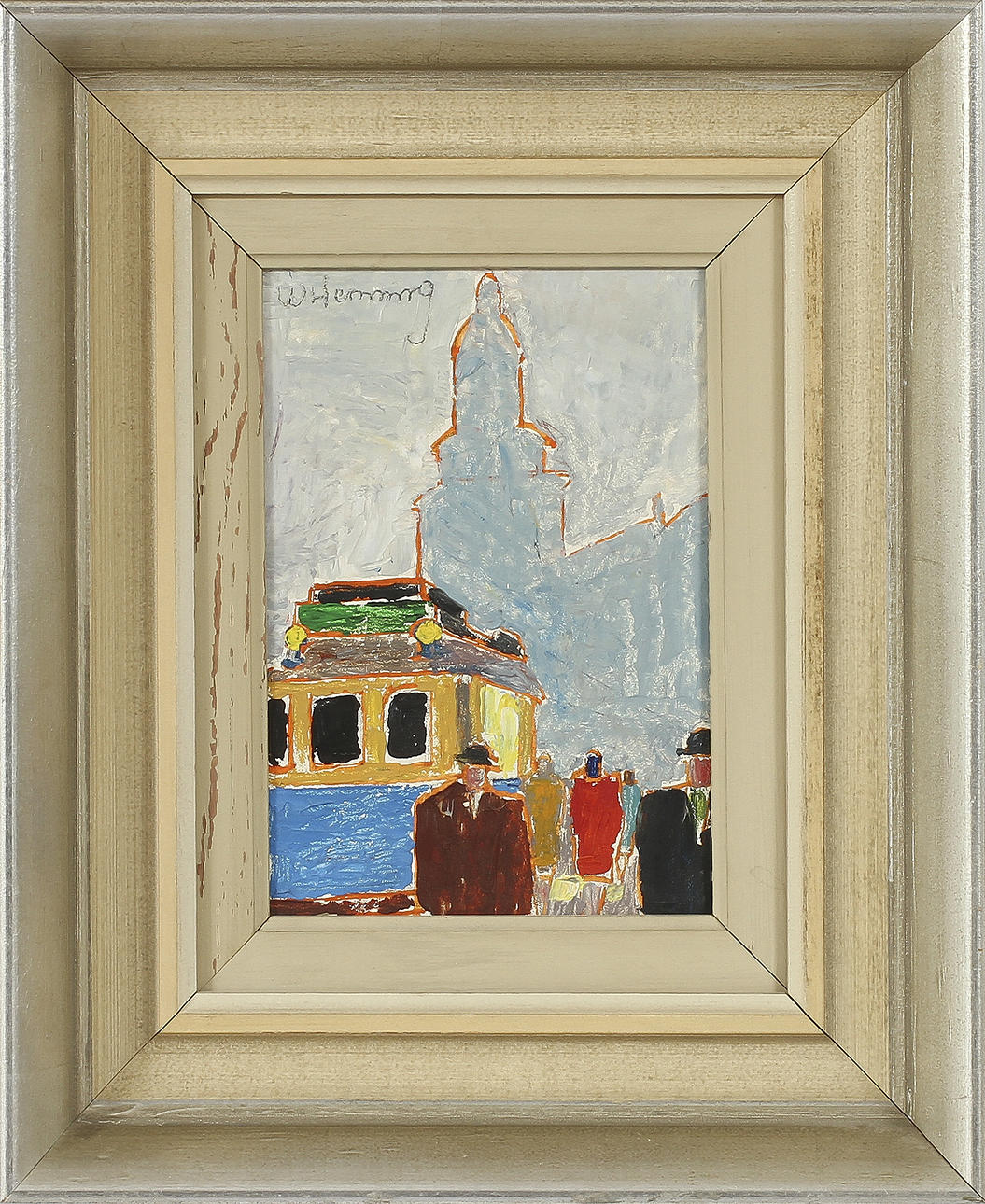 W HENNING. Olja på pannå, signerad.