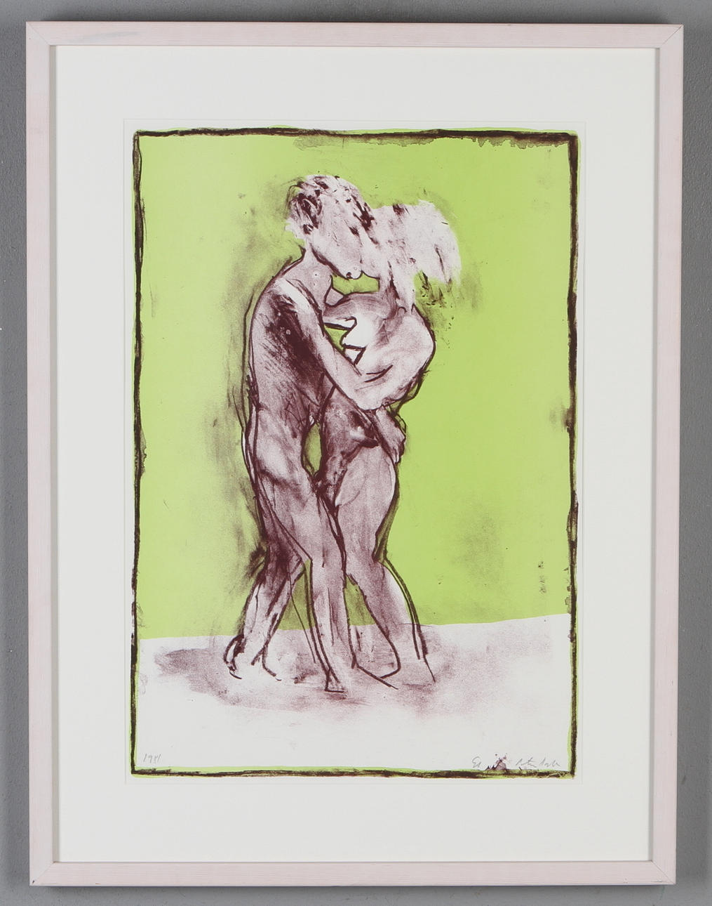 PETER DAHL. Dansaande par, färglitigrafi, EA, signerad och dataerad 1981.