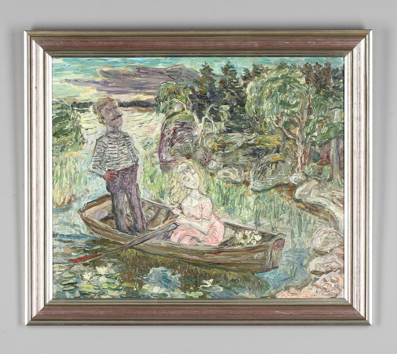 OLLE NORDBERG. I ekan. Olja på pannå. Signerad och daterad 54.