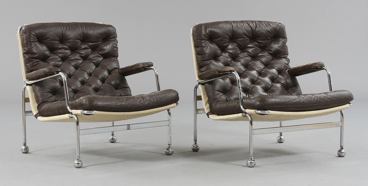 FÅTÖLJER, 1 par, "Karin" Bruno Mathsson för Dux.