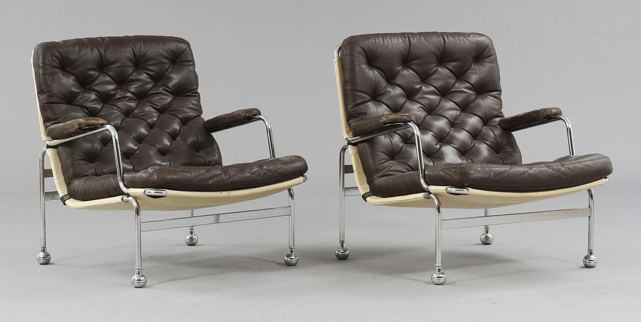 FÅTÖLJER, 1 par, "Karin" Bruno Mathsson för Dux.