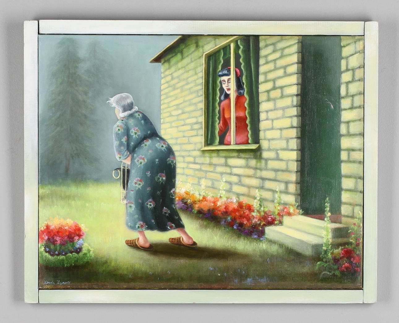 LINDA LYSELL. "Häxan i skogen 12". Olja på duk. Signerad.