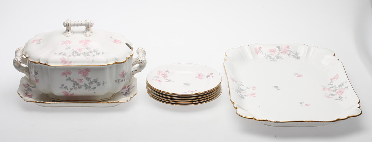 SERVISDELAR, 9 delar, "Geranium", Gustafsberg.