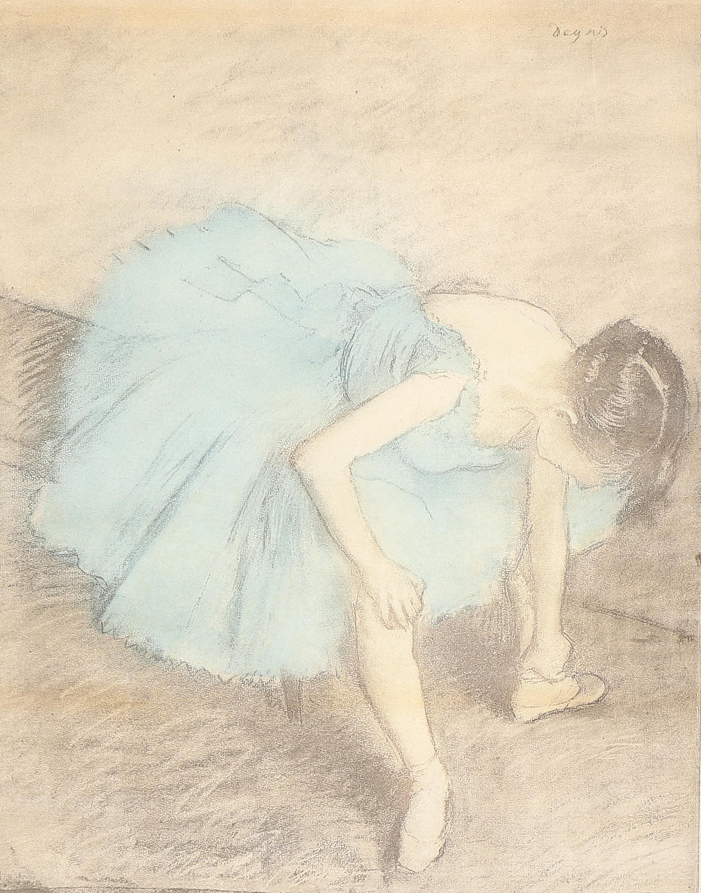 EDGAR DEGAS. EFTER. “Danseuse nouant son brodequin”.