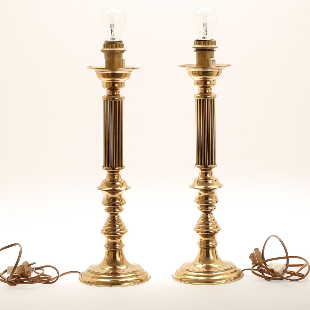 TABLE LAMPS, 1 pair, brass, marked RFG.