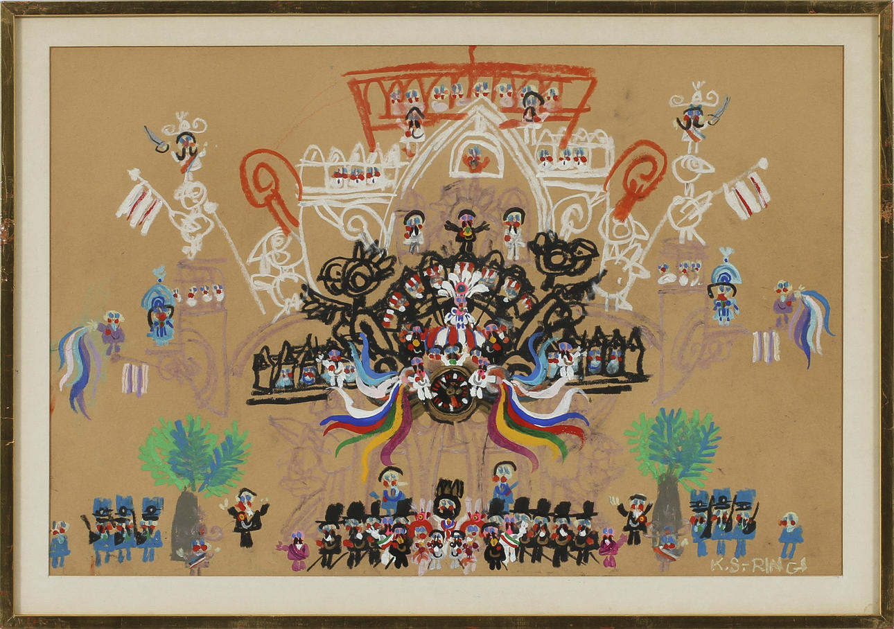 KJELL RINGI. 4 st, blandteknik, sign.