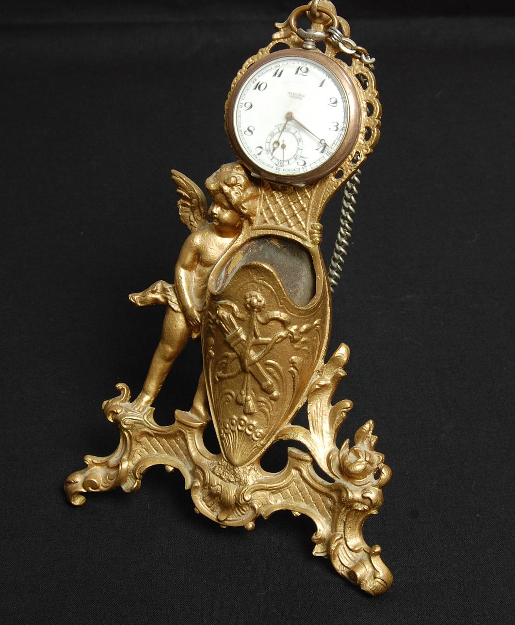 KLOCKSTÄLL med klocka silver, 1800-tal.