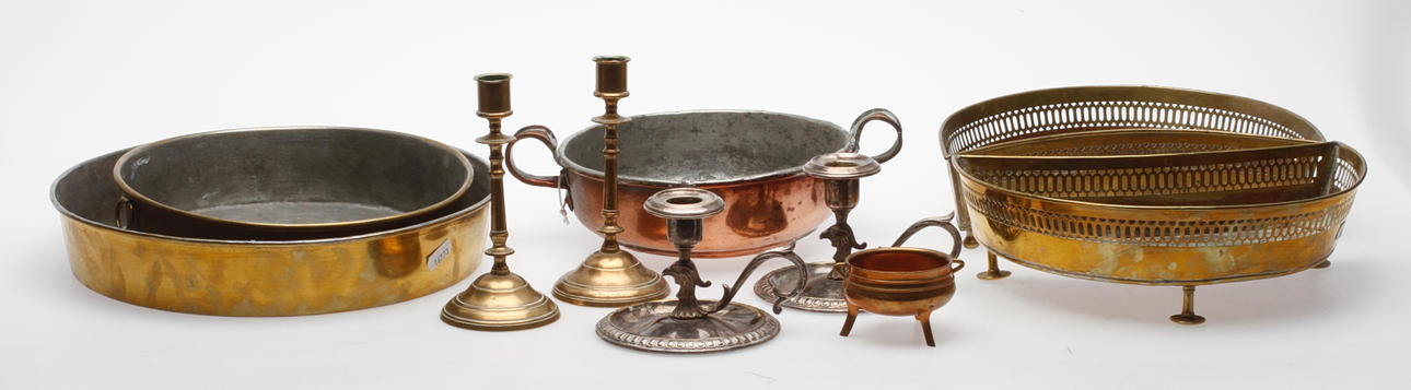 METALLFÖREMÅL, 10 delar, 1800-tal, bl.a. Skultuna.