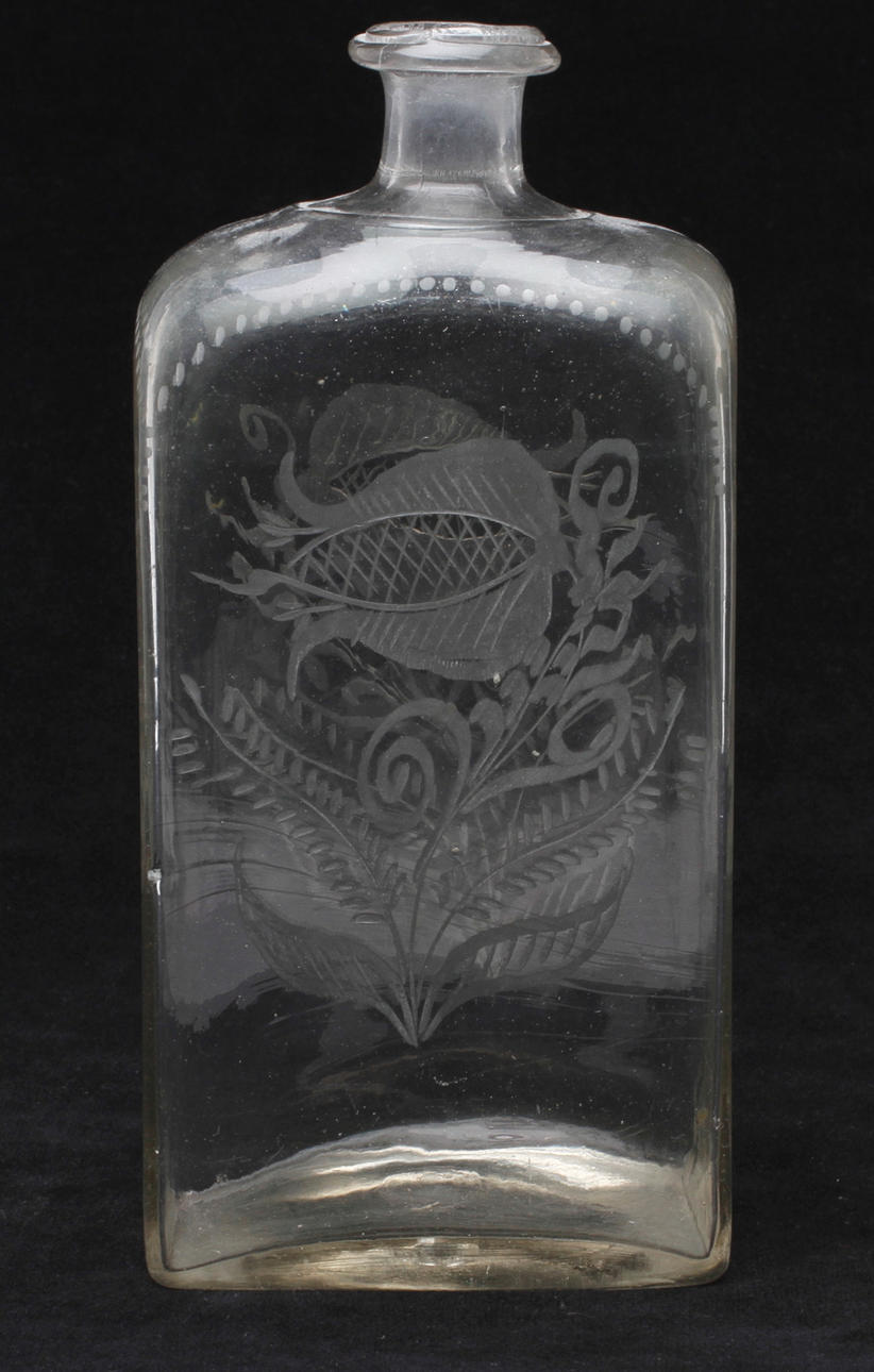 BRÄNNVINSFLASKA, glas, sannolikt Cedersbergs glasbruk, 1800-tal.
