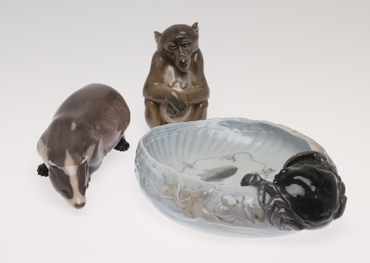 PARTI PORSLIN, tre delar Royal Copenhagen.