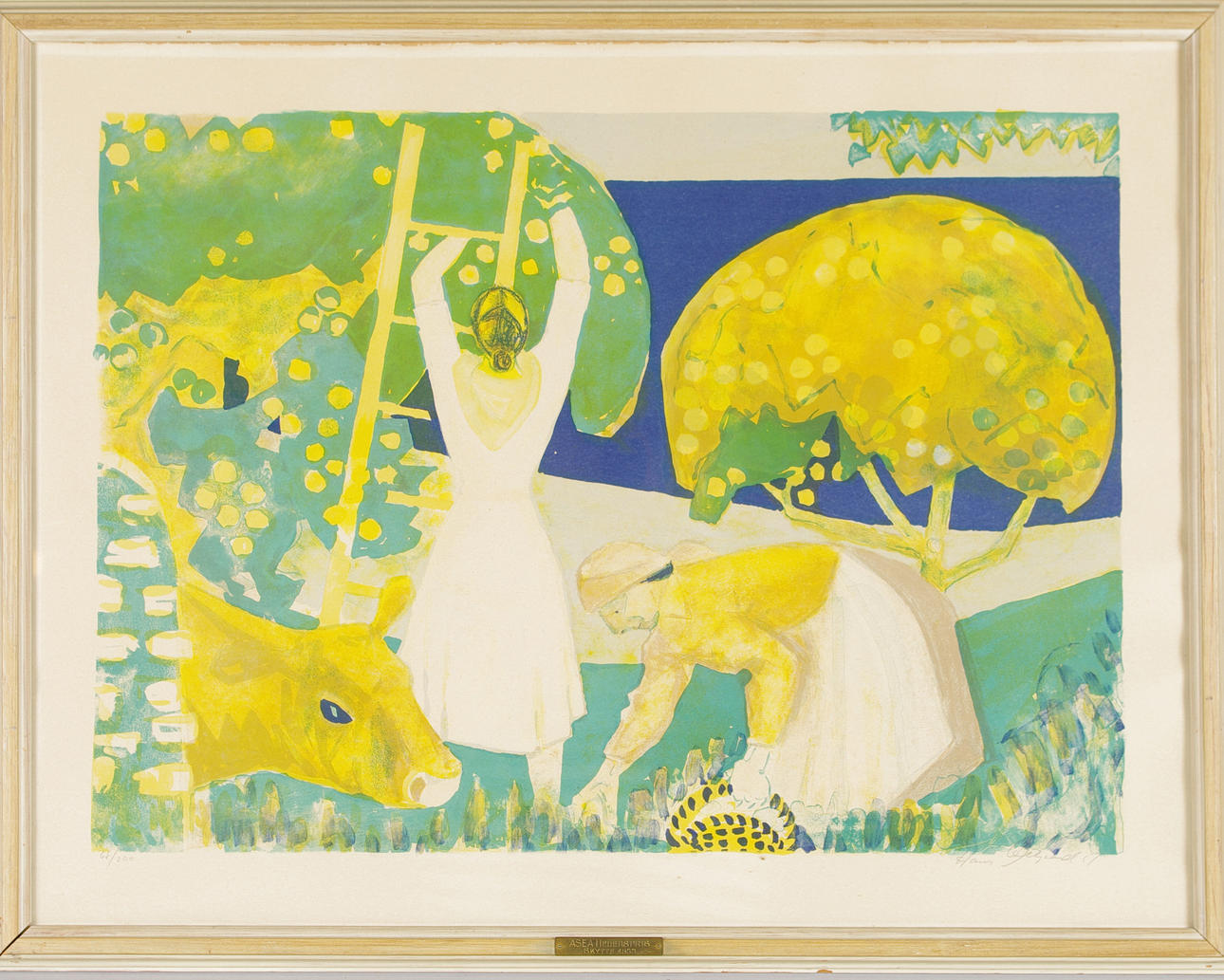 OKÄND KONSTNÄR. skördetid, färglitografi.