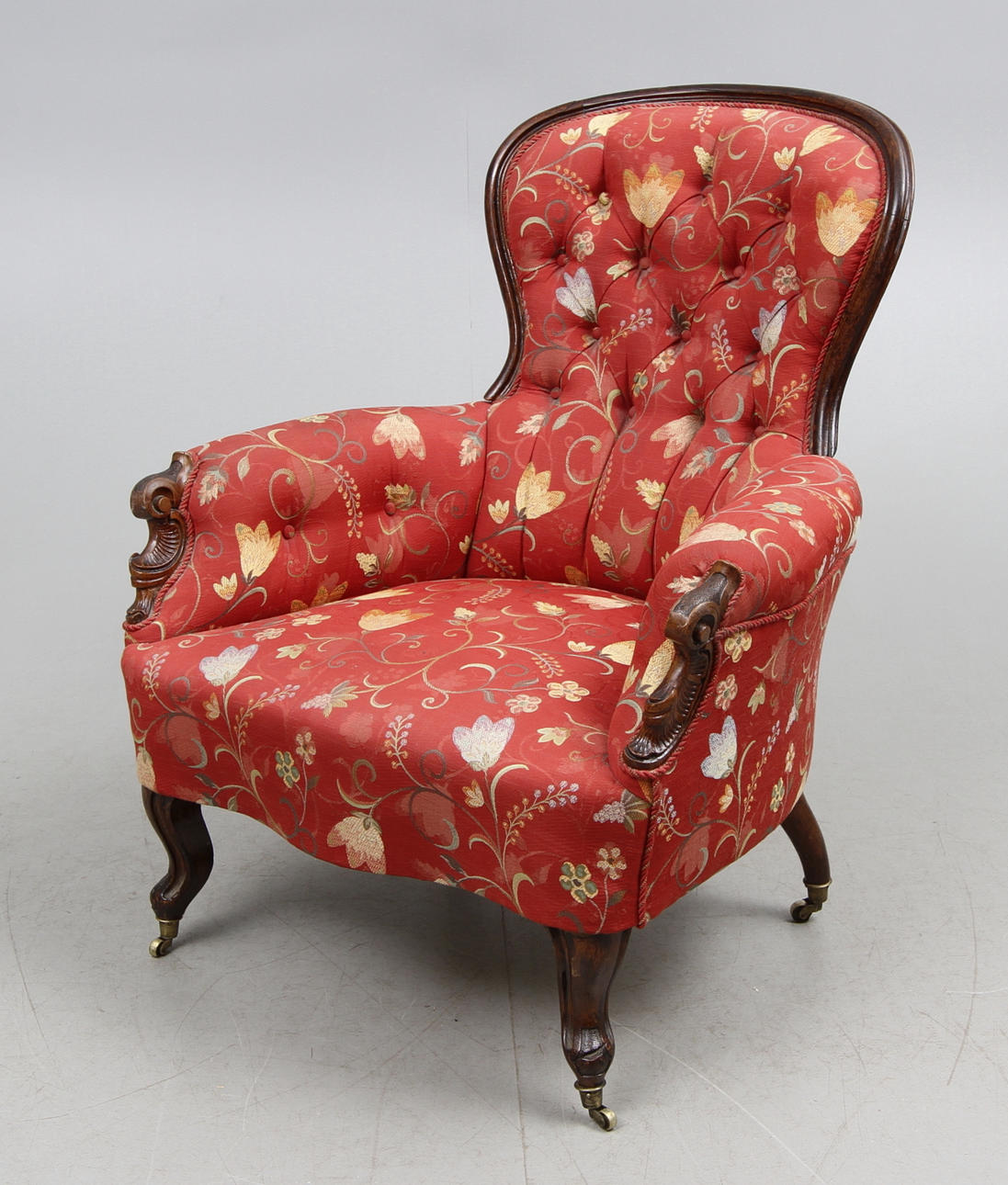 FÅTÖLJ, nyrokoko, sent 1800-tal.