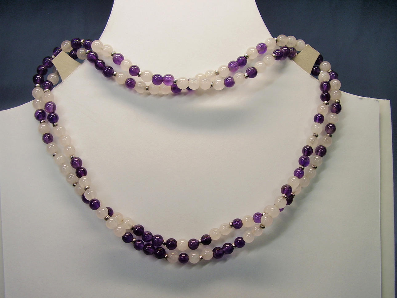 AMETHYST - ROSE QUARTZ NECKLACE 88 cm.