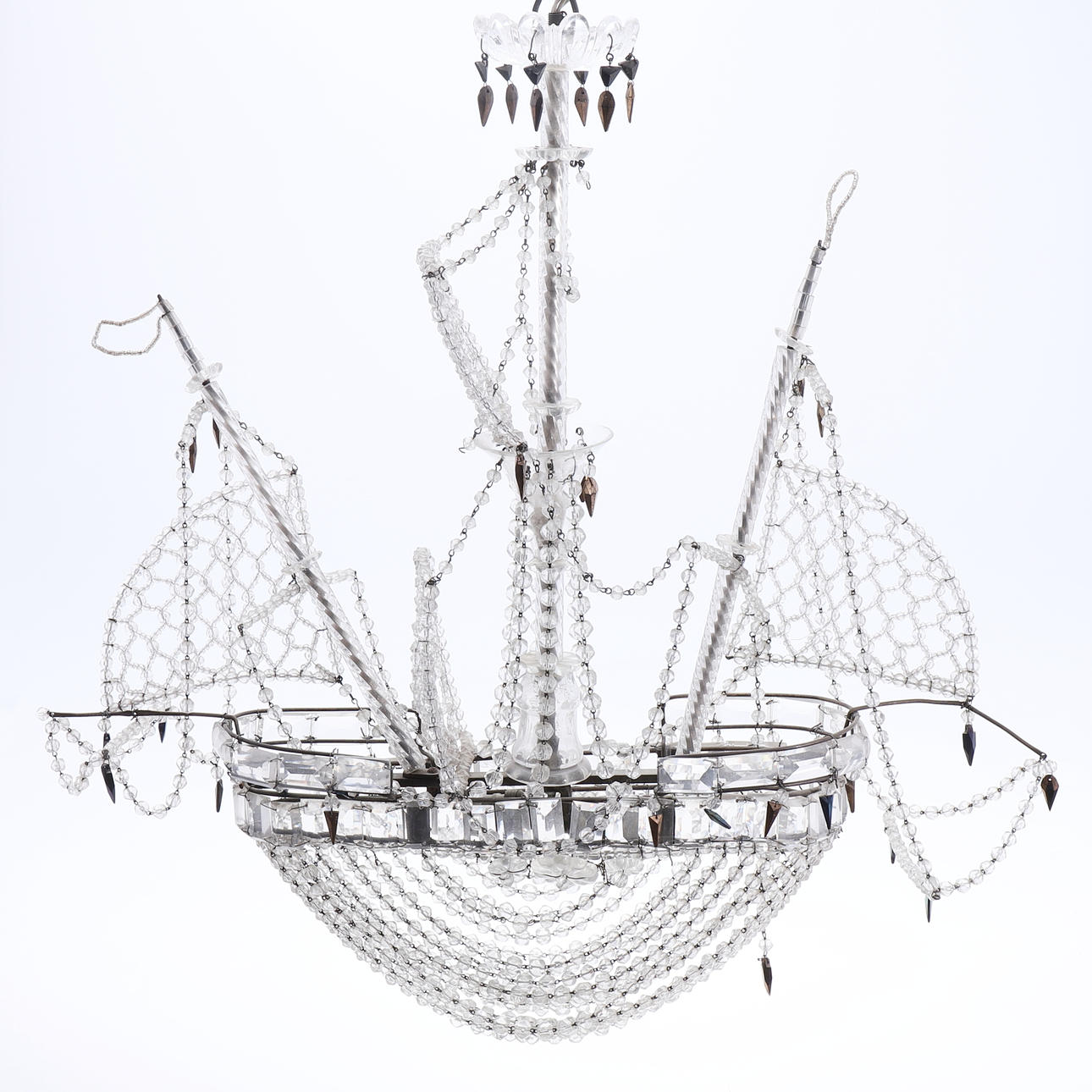 Glass ceiling lamp, circa 1950.