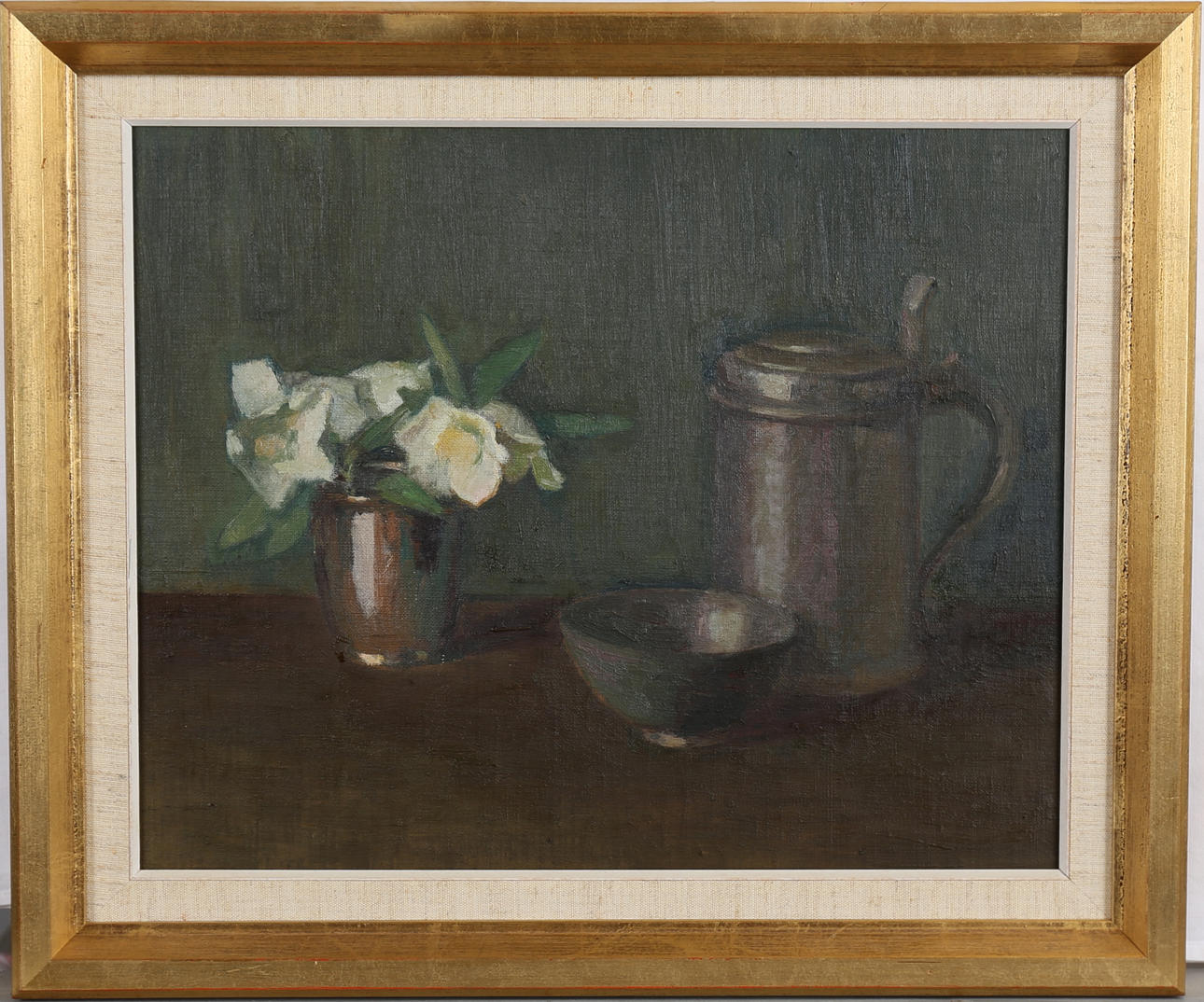 LEOPOLD MORSING. "Julrosor". Olja på pannå, signerad.