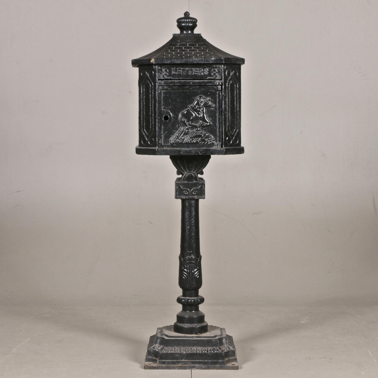 MAILBOX, cast iron, 20th century.
