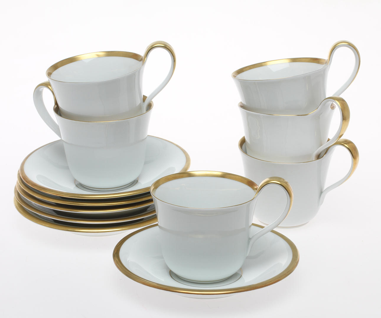 TEKOPPAR med FAT, 6 st, porslin, "Golden Sun", Bin & Gröndahl.