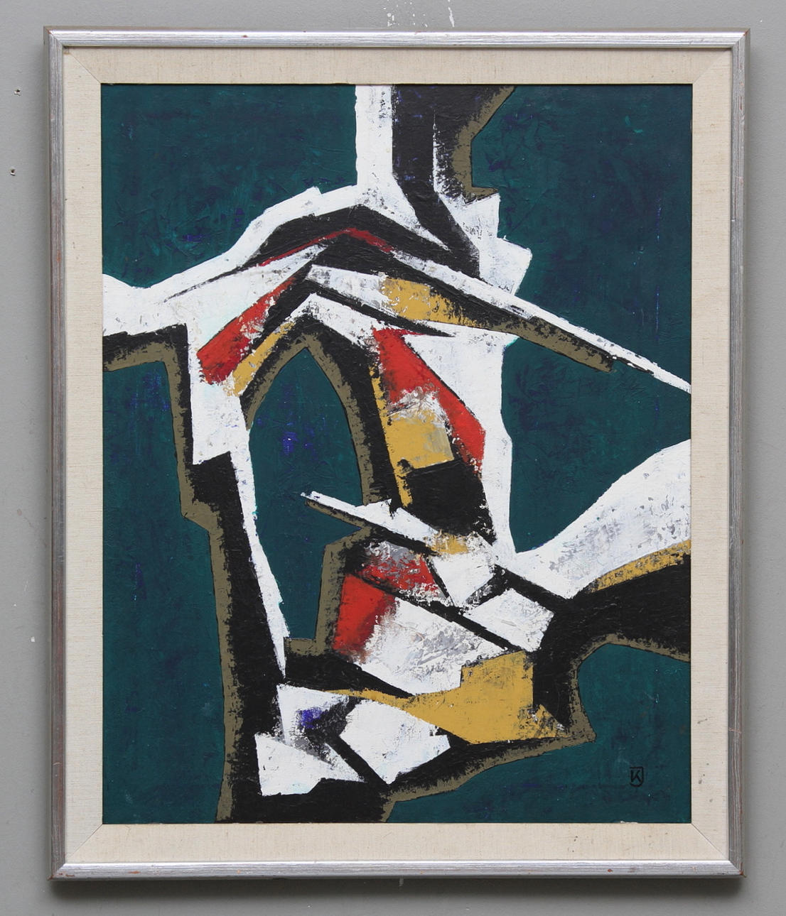 KRZYSZTOF JANCZEWSKI. Polen. "Kompozycja", 1969. Olja på duk. Monogramsignerad KJ.