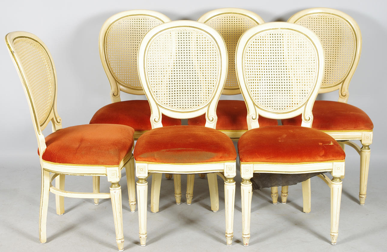 STOLAR, 6 stycken, målade med nätrygg, gustaviansk stil.