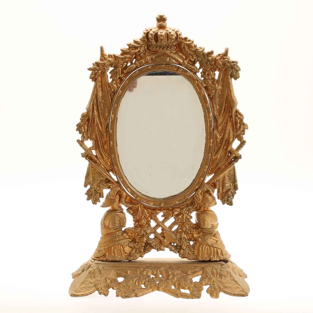 ESPEJO DE MESA, hierro fundido bronceado.