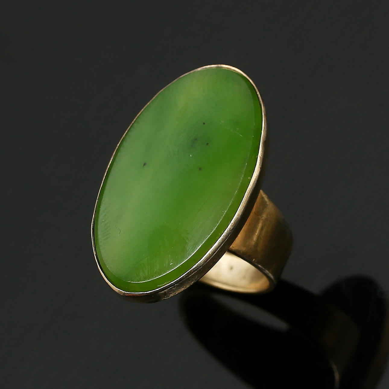 N.E FROM, ring, silver med nefrit, Danmark 1900-talets andra hälft.