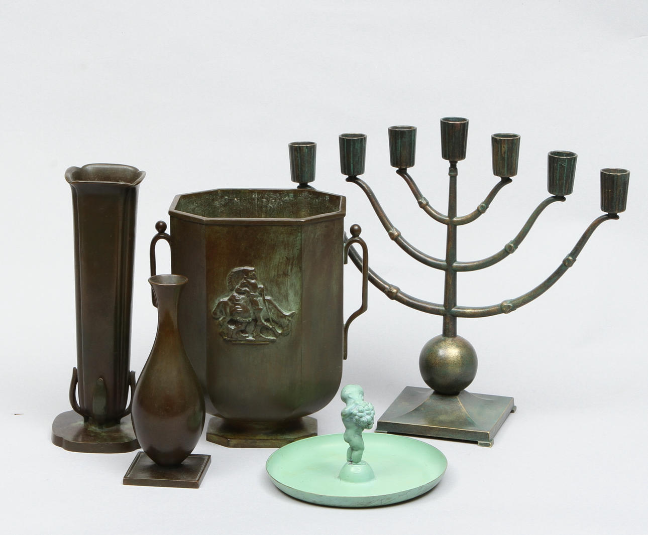 PARTI METALL, 5 delar. Ystad Brons samt GAB.