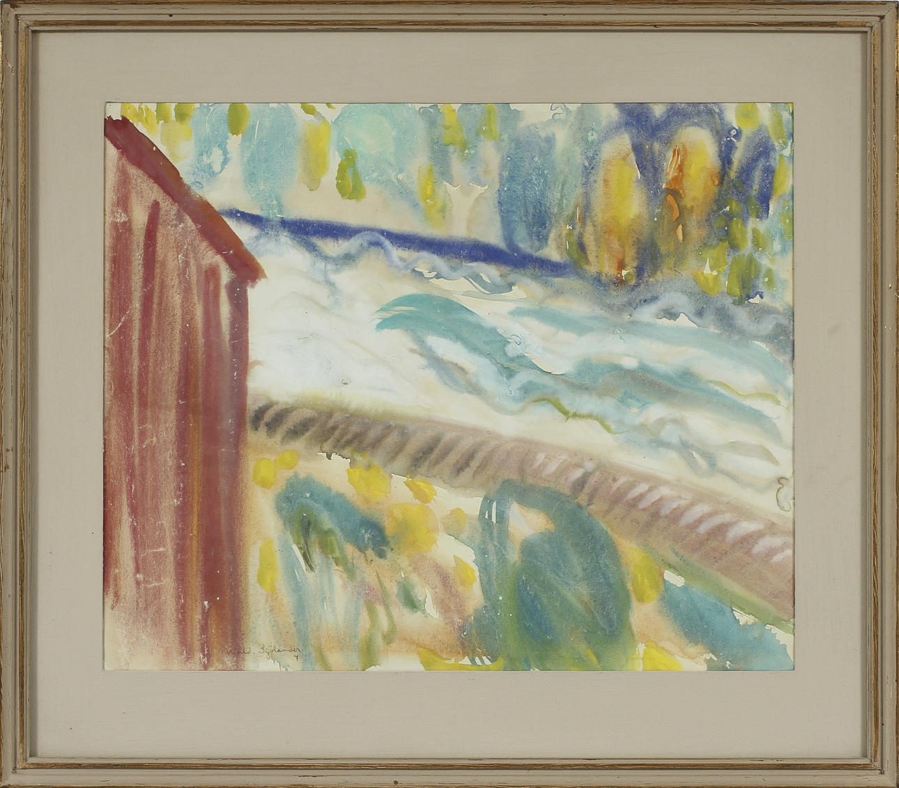 WALDEMAR SJÖLANDER. Akvarell, signerad.