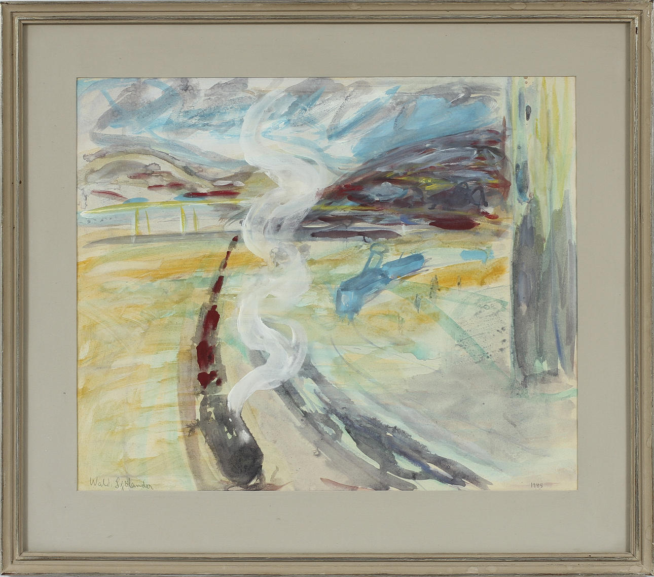 WALDEMAR SJÖLANDER. Akvarell, signerad 1945.