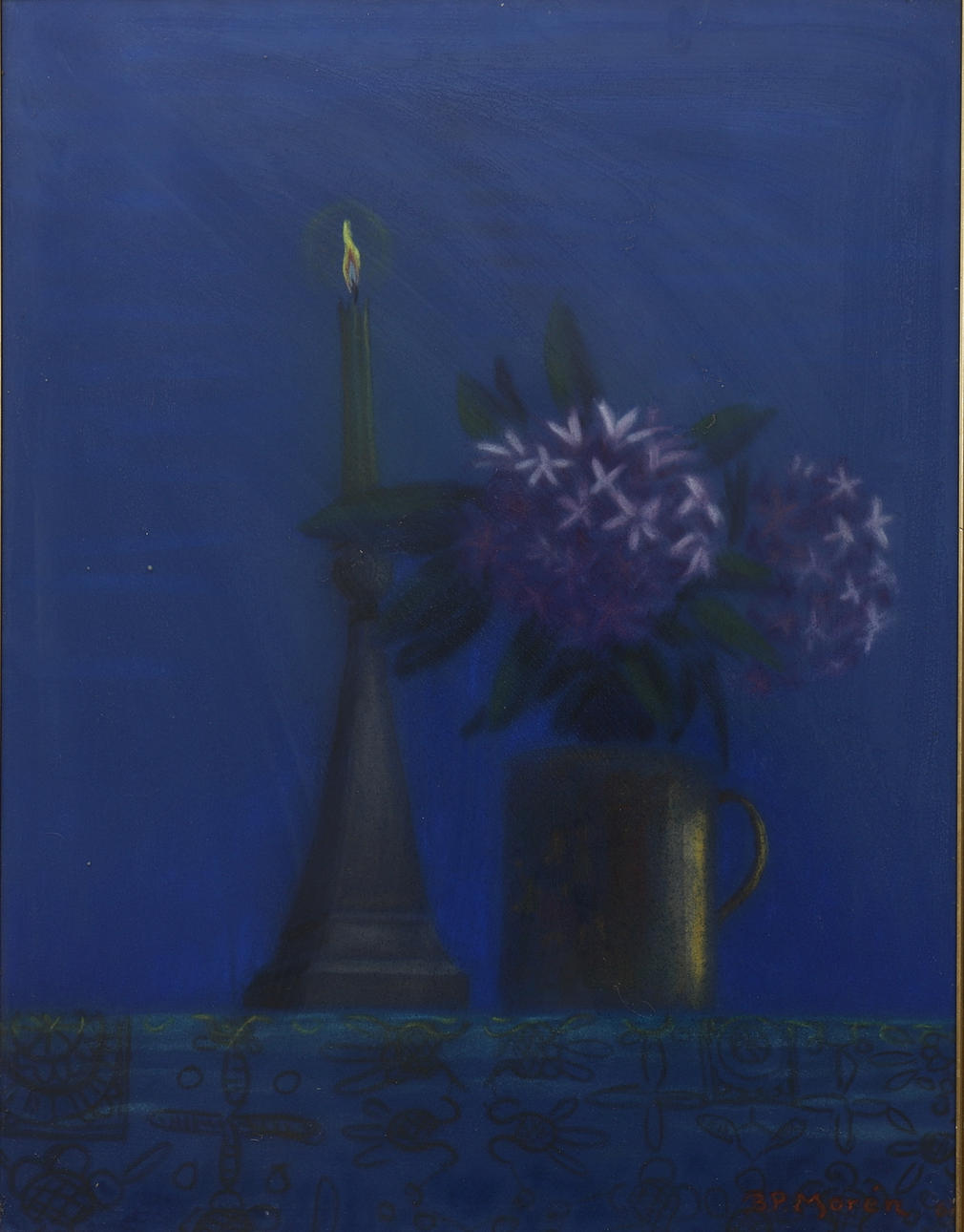 B.P. MORÉN. pastel, bodegones, firmado.