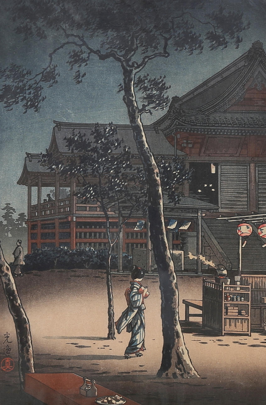 JAPANESE LITHOGRAPHY, signed, 1900s.