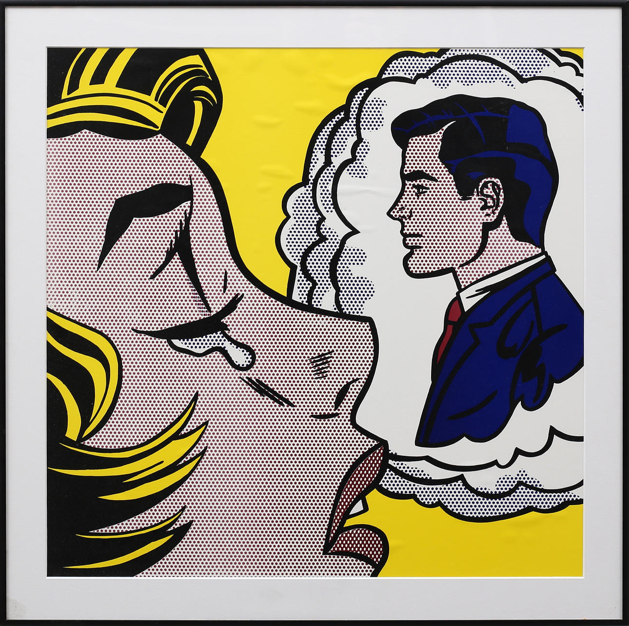 ROY LICHTENSTEIN. EFTER. Serigrafi, Tænker på ham, indrammet.