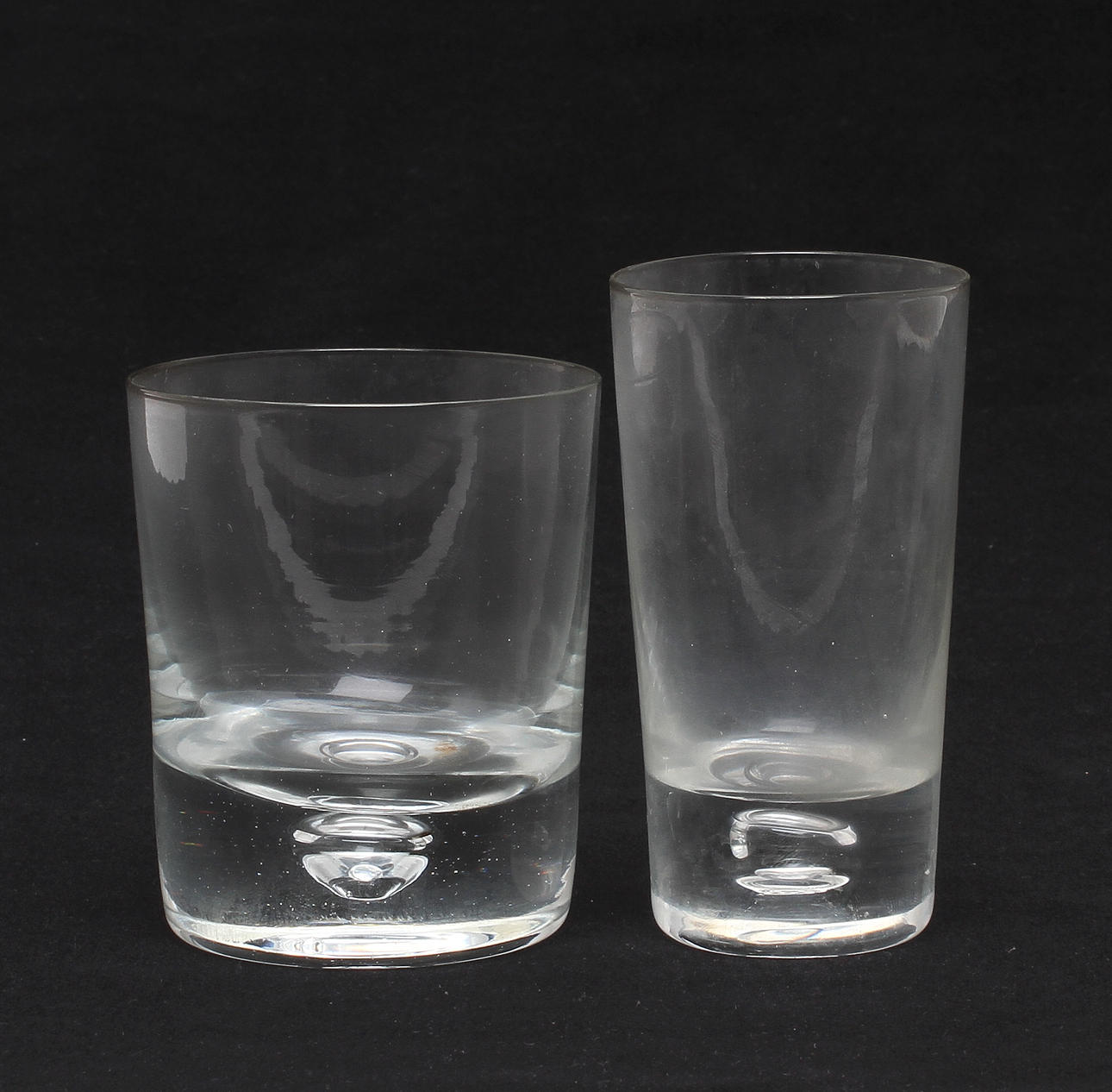 WHISKEYGLAS 17 st och SELTERGLAS, 5 st, troligen "Pippi", Walter Hickman, Kosta, 1960-tal.