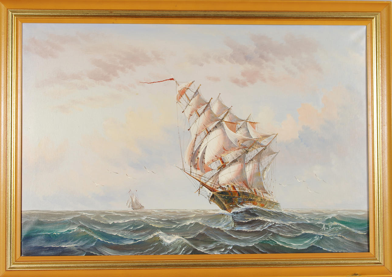 AMBROSE. segelfartyg, olja på duk.