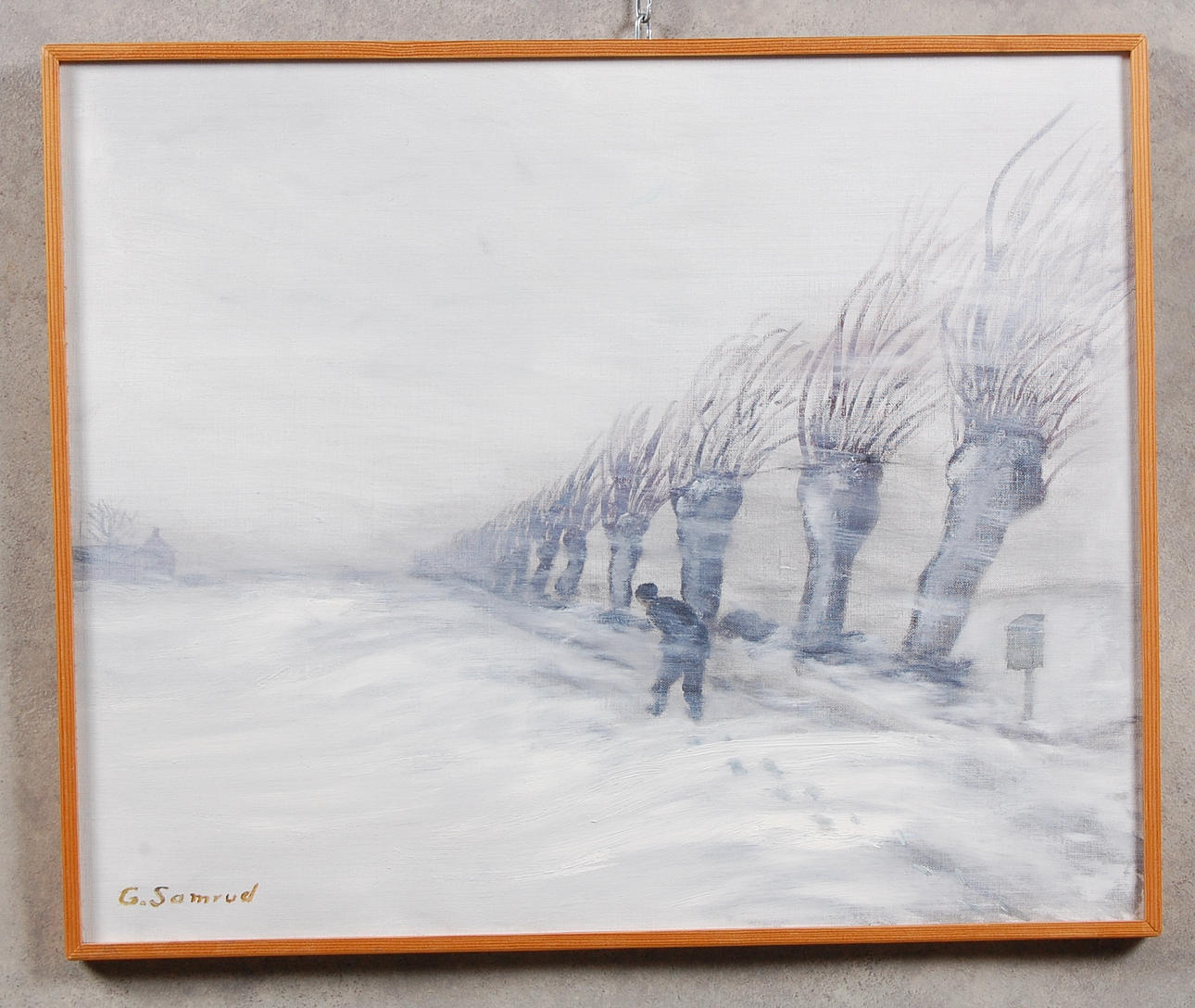 GUNNAR SAMRUD. olja på duk, " Snöstorm " signerad.