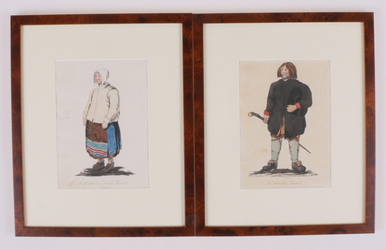 ROBERT KER PORTER. Lithographs, 2 pcs. Hand-colored, 19th century.